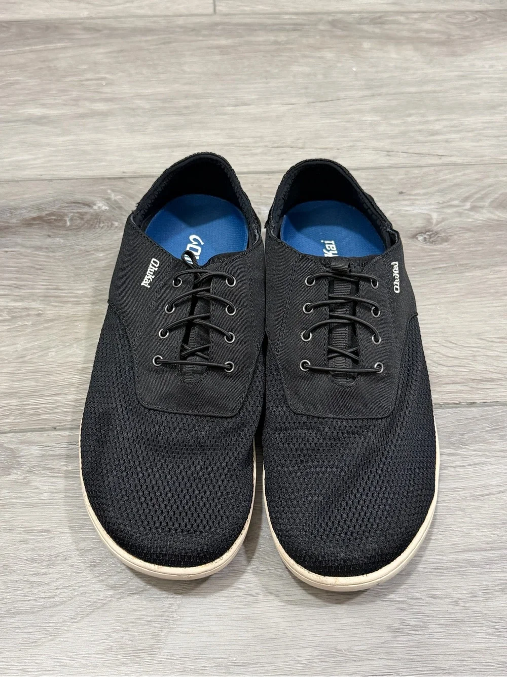 Men’s Olukai Nohea Mock No Tie Boat Shoes in Black Colorway Size 9.5